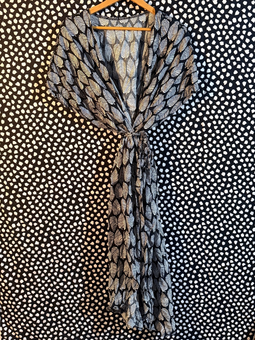 Black and White Tie-waist Swimsuit Coverup